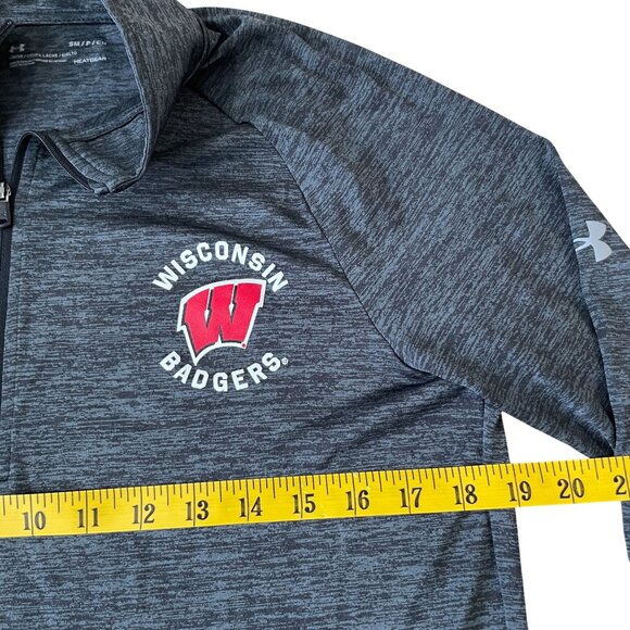 Wisconsin Badgers Under Armour 1/4 Zip Pullover Men's Small Loose Fit Heatgear - Picture 3 of 5